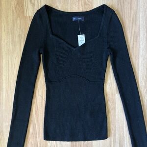 Gap Black Ribbed Long Sleeve Top
